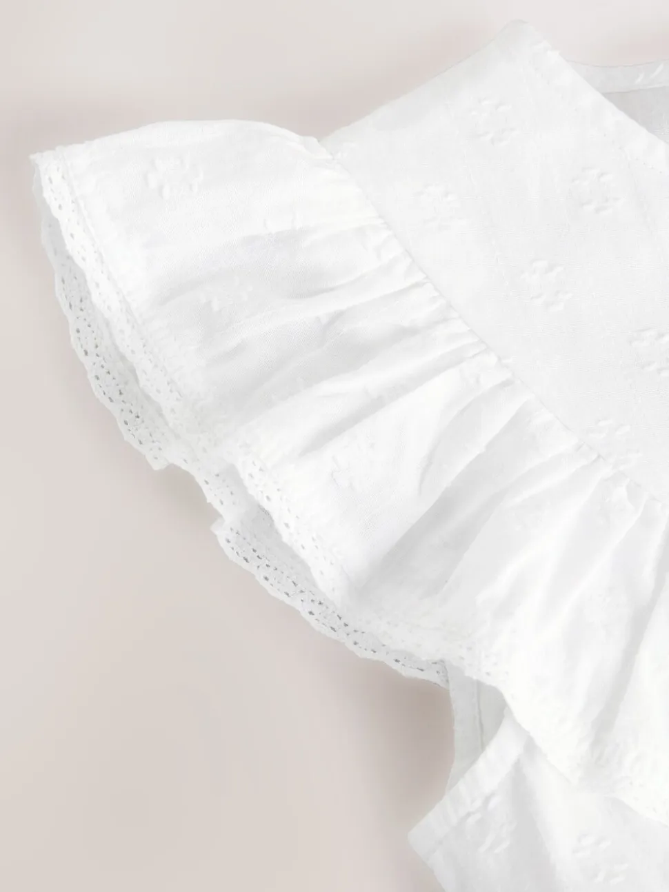 Wit - 100% katoenen blouse met strik aan de voorkant (3 - 16 jr)