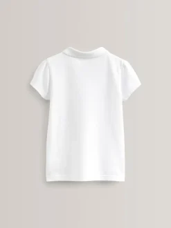 Wit - 5 -pack 100% katoenen poloshirts met korte mouwen (3-16jaar)