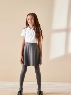 Wit - 2 Pack katoenen stretchy schoolpoloTops met rucheskraag (3-16jr)