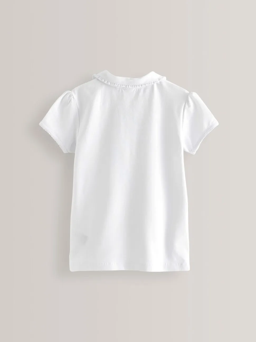 Wit - 2 Pack katoenen stretchy schoolpoloTops met rucheskraag (3-16jr)