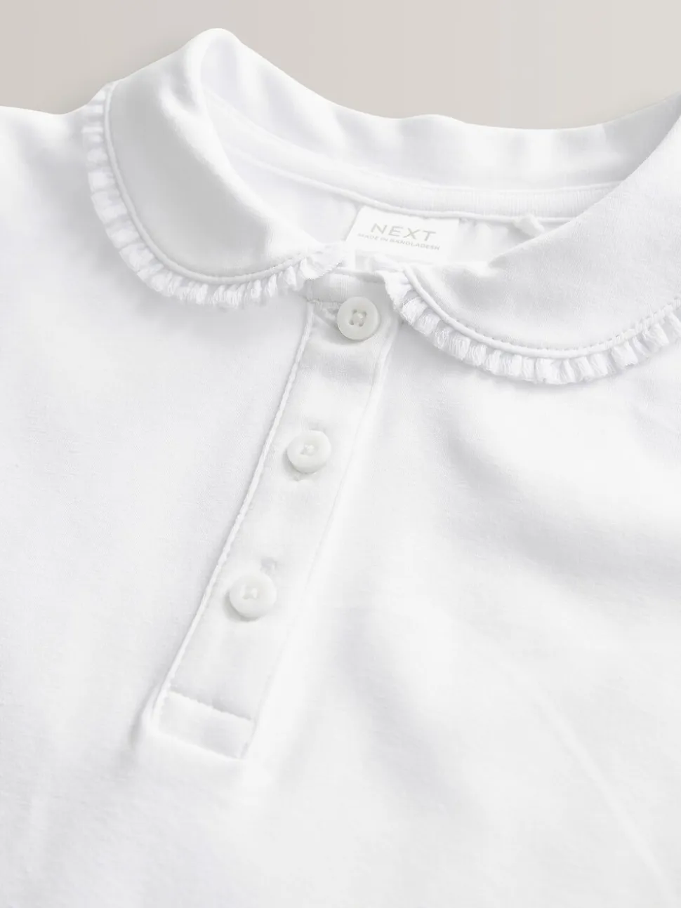Wit - 2 Pack katoenen stretchy schoolpoloTops met rucheskraag (3-16jr)