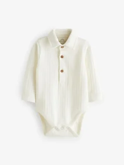 Wit - Baby Bodysuit met textuur en overhemd (0mnd-3jr)