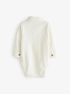 Wit - Baby Bodysuit met textuur en overhemd (0mnd-3jr)