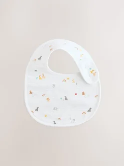 Wit - Babyslabbetjes met dierenprint 5 stuks