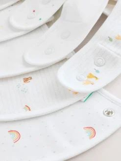 Wit - Babyslabbetjes met dierenprint 5 stuks