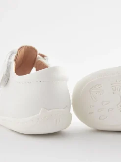 Wit - Babyslofjes met T-bandje