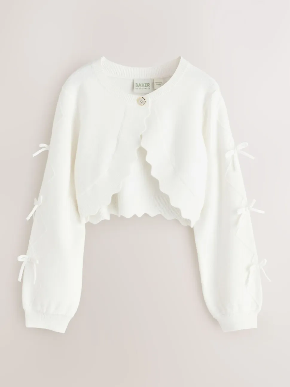 Wit - Baker by Ted Baker Bow Sleeve Scallop Edge Cardigan