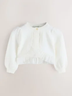 Wit - Baker by Ted Baker Knitted Mesh Ruffle Hem Cardigan