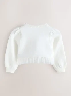 Wit - Baker by Ted Baker Knitted Mesh Ruffle Hem Cardigan
