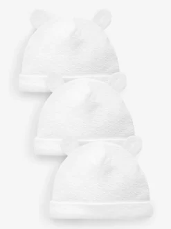 Wit - Beanie Jersey baby mutsen 3 set (0-12mnd)