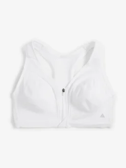 Wit - B-GG Active Sports high impact Dry Tech-sportbeha met rits aan de voorkant
