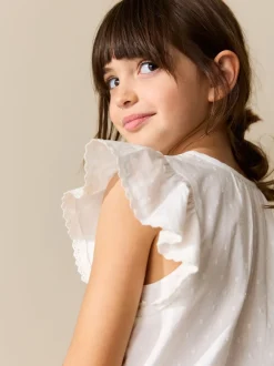 Wit - Blouse met gestrikte voorkant (3-16jr)