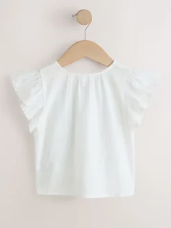 Wit - Blouse met gestrikte voorkant (3-16jr)
