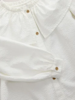 Wit - Blouse met ruches aan de kraag (3-16jr)