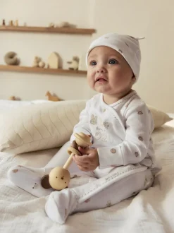 Wit - Born in 2026 baby pyjama en muts set (0 - 9 mnd)