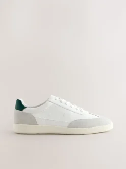Wit - Chic-casual vetersneakers met suède afwerking
