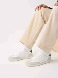 Wit - Chic-casual vetersneakers met suède afwerking