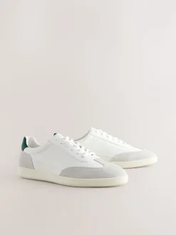 Wit - Chic-casual vetersneakers met suède afwerking