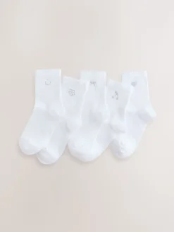 Wit - Cotton Rich Diamante Ankle Socks 5 Pack