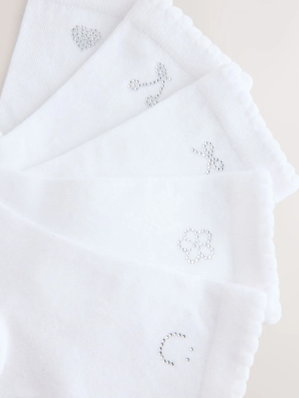 Wit - Cotton Rich Diamante Ankle Socks 5 Pack