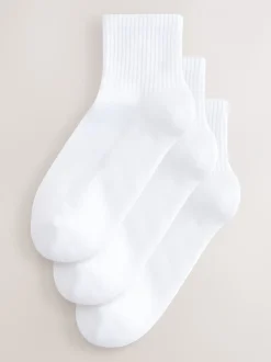 Wit - Cushion Sole Ribbed Sport Cropped Ankle Socks 3 Pack With Arch Support