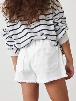 Wit - Denim shorts met rafels (3-16jr)