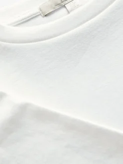 Wit - Dik T-shirt met ronde hals en korte mouwen