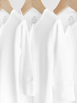 Wit - Essential 100% Katoenen babypakjes met rits 3 Pack (0-3jr)