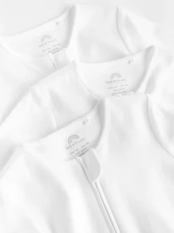 Wit - Essential 100% Katoenen babypakjes met rits 3 Pack (0-3jr)