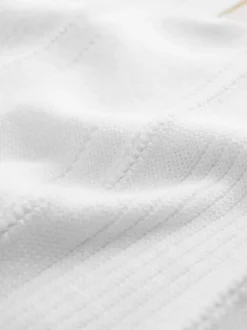 Wit - Gebreid poloshirt met rits bij de hals (3-16jr)