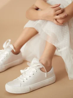Wit - Gelegenheids-Tulle trainers met Vetersluiting