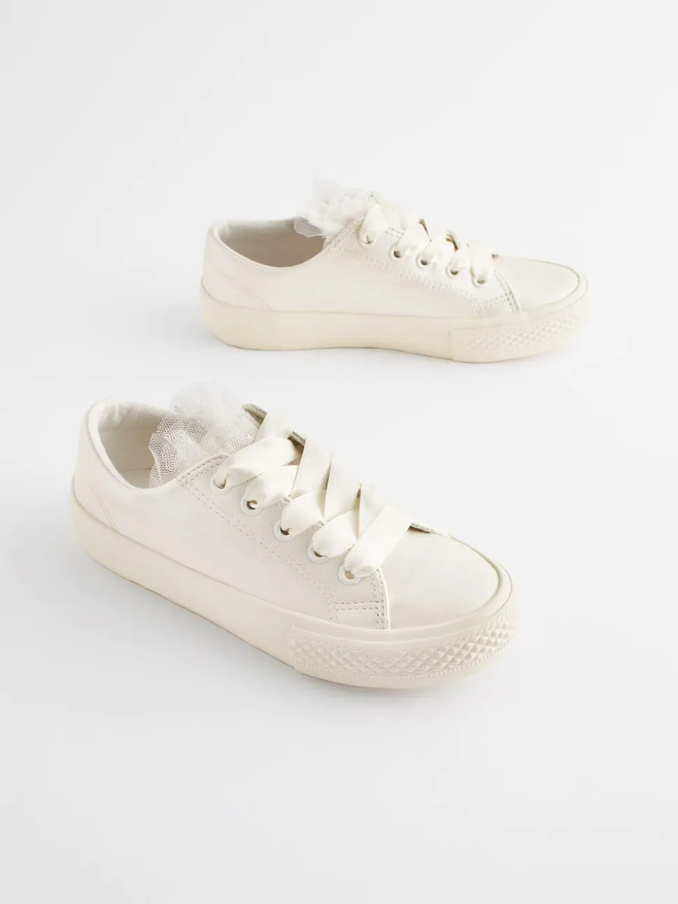 Wit - Gelegenheids-Tulle trainers met Vetersluiting