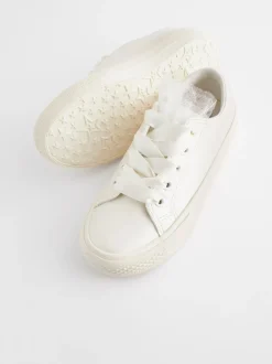 Wit - Gelegenheids-Tulle trainers met Vetersluiting