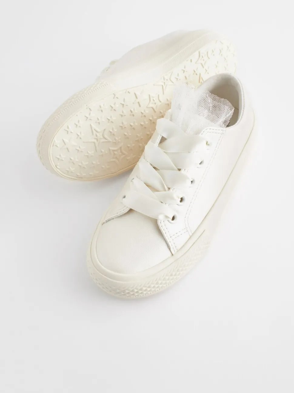 Wit - Gelegenheids-Tulle trainers met Vetersluiting