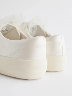 Wit - Gelegenheids-Tulle trainers met Vetersluiting