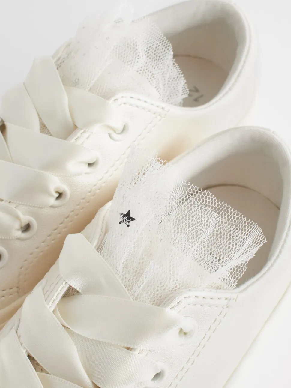 Wit - Gelegenheids-Tulle trainers met Vetersluiting