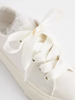 Wit - Gelegenheids-Tulle trainers met Vetersluiting