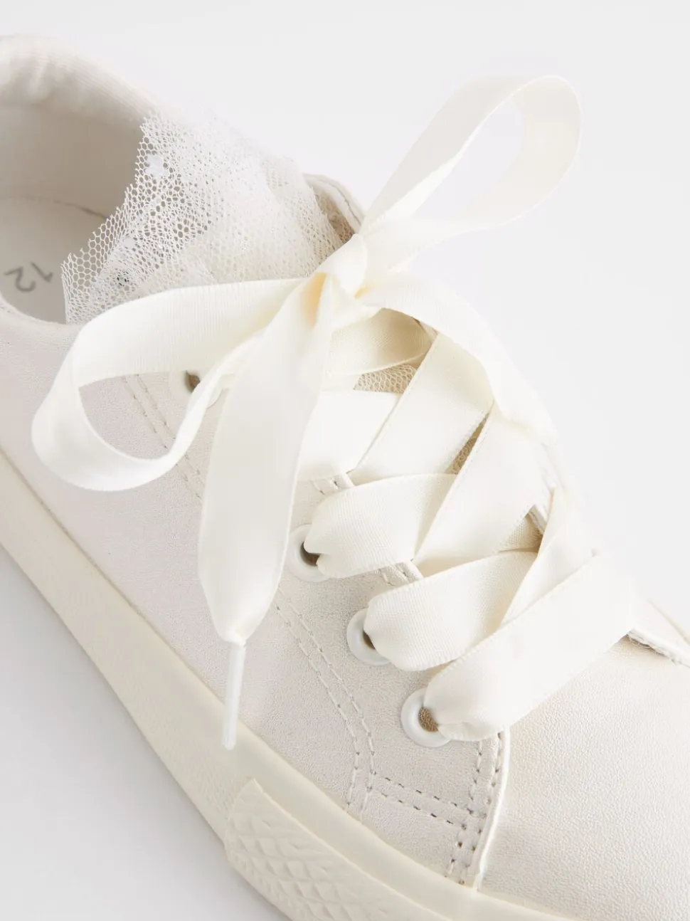 Wit - Gelegenheids-Tulle trainers met Vetersluiting