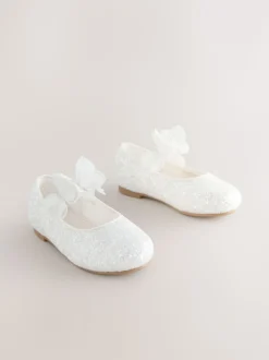 Wit - Glitter vlinderbandjes gelegenheidsschoenen
