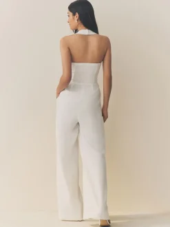 Wit - Jumpsuit met halterhals