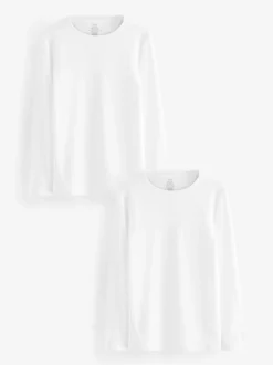 Wit - Kind To Skin T-shirts met lange mouwen 2 stuks (9mnd-12jr)