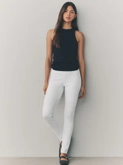 Wit - Legging van jersey-denim