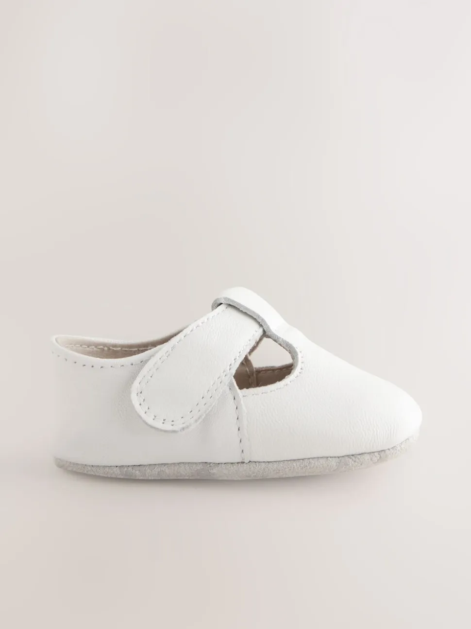 Wit - Leren babyschoen met T-bandje (0 - 24 mnd)