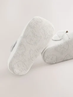 Wit - Leren babyschoen met T-bandje (0 - 24 mnd)