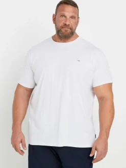Wit / marineblauw - BadRhino Big & Tall Lounge 100% katoenen short en T-shirt set