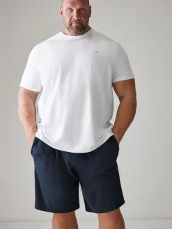Wit / marineblauw - BadRhino Big & Tall Lounge 100% katoenen short en T-shirt set