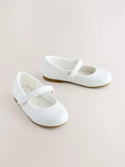 Wit - Mary Jane gelegenheidsschoenen met klittenbandsluiting