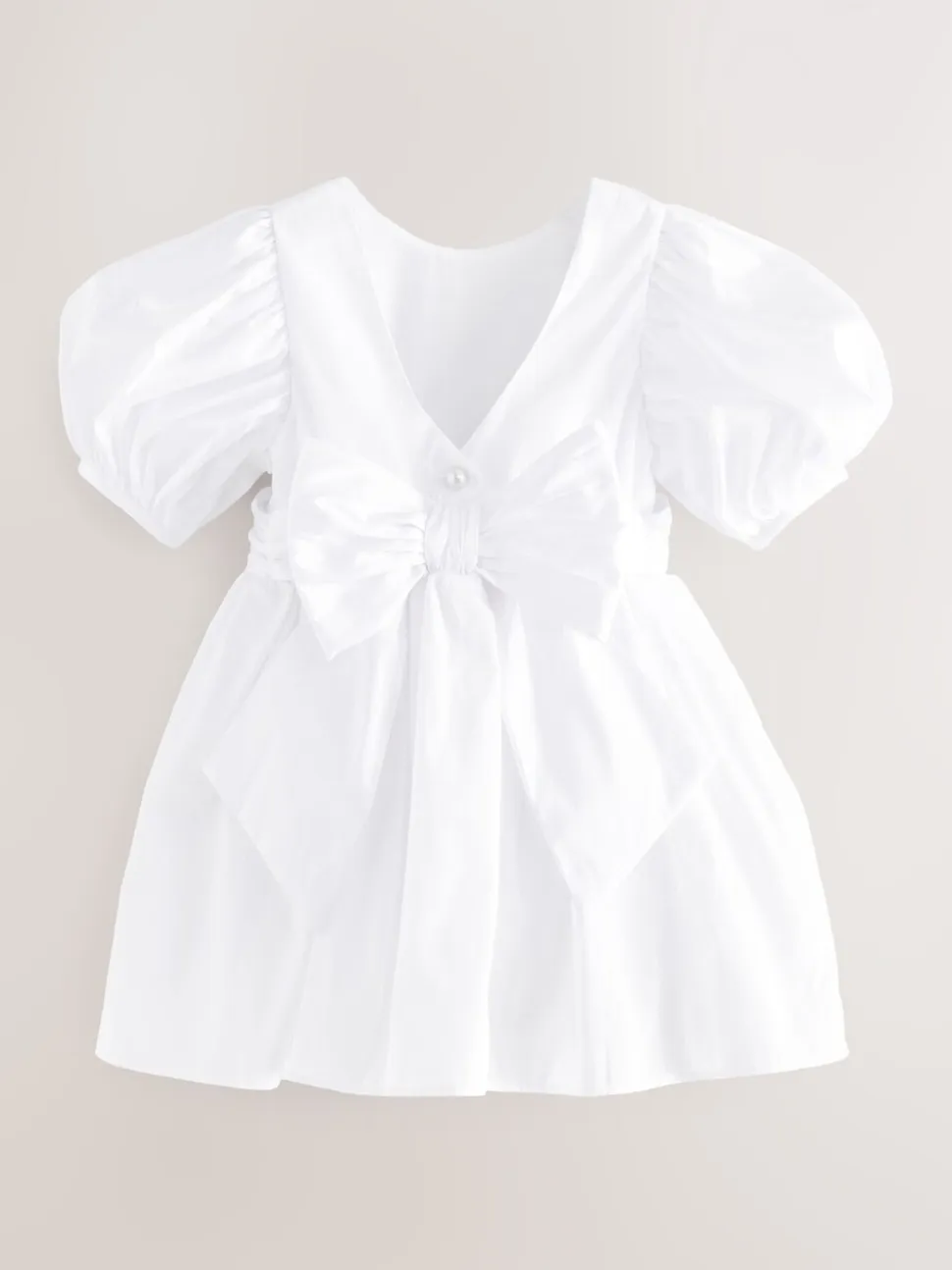 Wit - Meisjesjurk met bloemen en strik van taft (3 mnd - 8 jr)