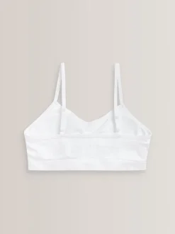Wit - Naadloze Cropped Tops 2 Pack met uitneembare, licht gewatteerde cups (7-16jaar)