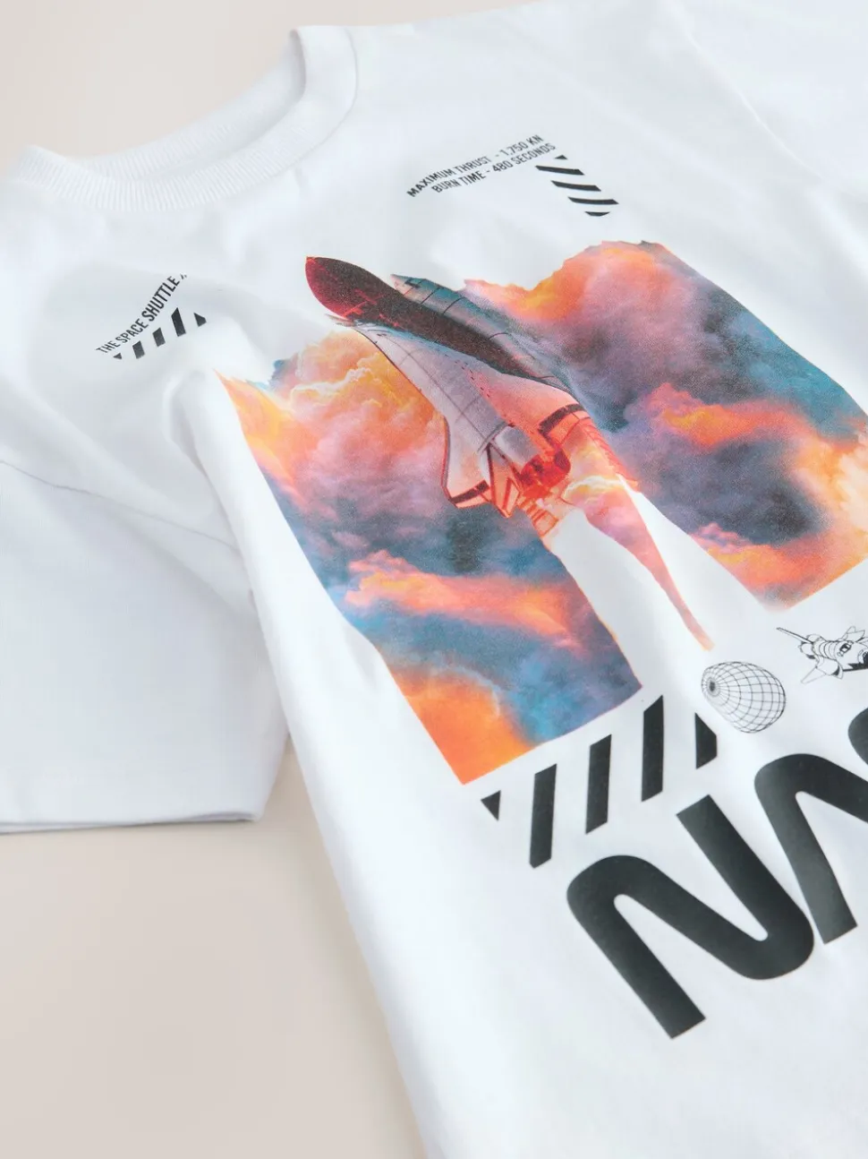 Wit - NASA T-shirt met korte mouwen (3-16jaar)